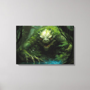 Scary Hidden Monster in Tropical Forest Canvas Print