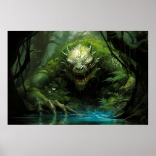 Scary Hidden Monster in Tropical Forest Poster