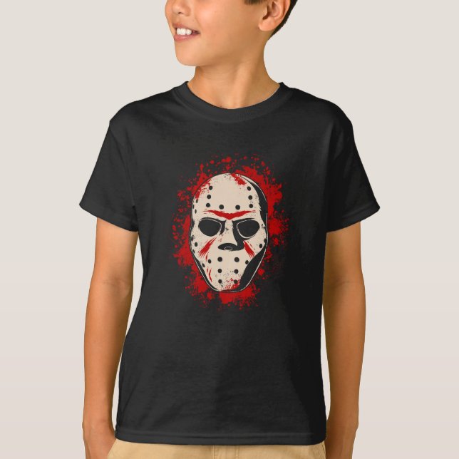 Scary Hockey mask Halloween gift T-Shirt (Front)
