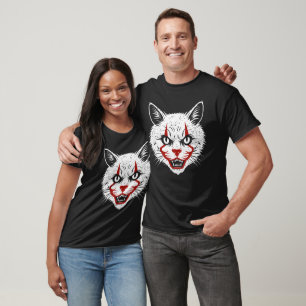 Scary Horror Clown Cat Halloween IT T-Shirt