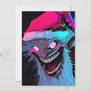 Scary Horror Krampus Santa Anime Cartoon Monster Holiday Card