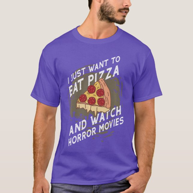 Scary Horror Movie I Just Wanto Eat Pizza boy T-Shirt (Front)
