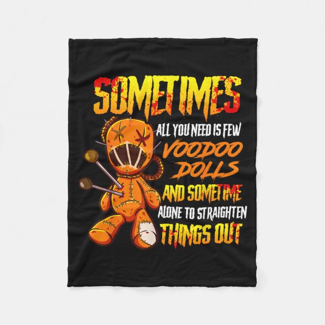 Scary Horror Voodoo Doll Fleece Blanket (Front)