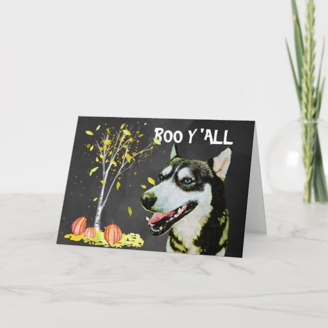 Scary Husky Halloween Card (Front)