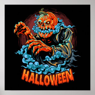 Scary Jack-o-lantern Bubbling Head Poster