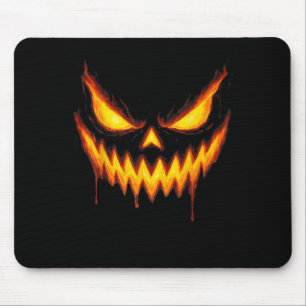 Scary Jack O Lantern Carved Pumpkin Face Halloween Mouse Mat