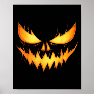 Scary Jack O Lantern Carved Pumpkin Face Halloween Poster