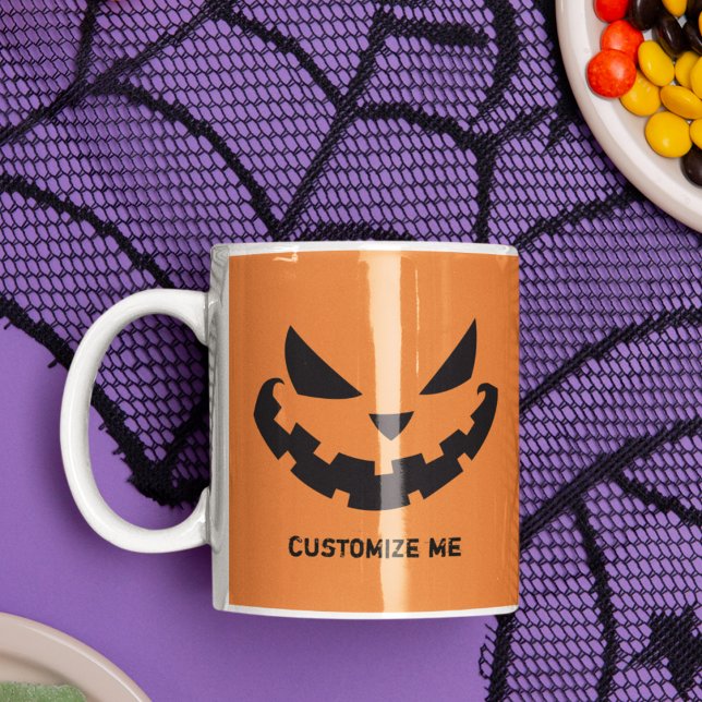 Scary Jack O Lantern Custom Orange Halloween Coffee Mug (Creator Uploaded)