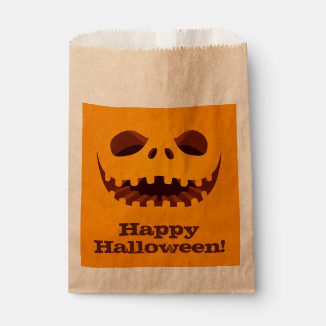 Scary Jack o' Lantern Face Halloween Favour Bags (Front)