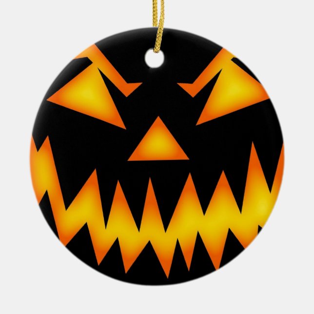 Scary Jack O Lantern Face Ornament Round (Front)