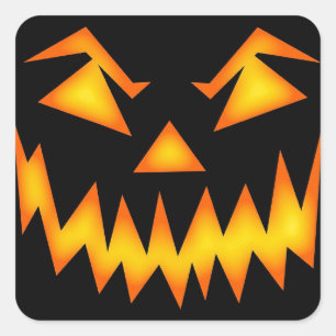 Scary Jack O Lantern Face Square Sticker