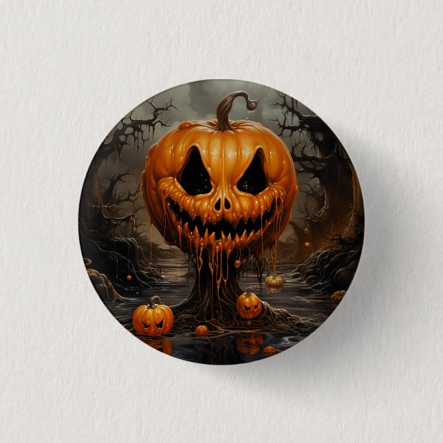 Scary Jack O Lantern Halloween 3 Cm Round Badge (Front)