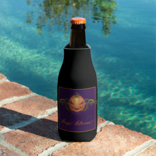 Scary Jack-o-Lantern Halloween   Black Bottle Cooler