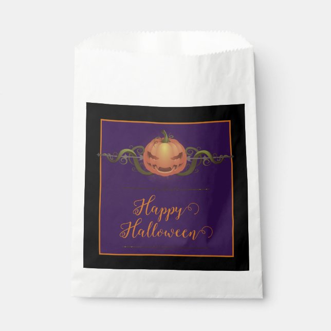 Scary Jack-o-Lantern Halloween | Black Favour Bags (Front)