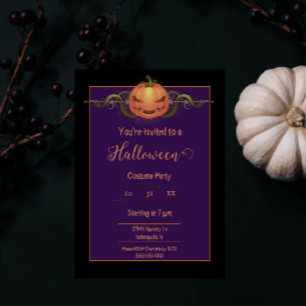 Scary Jack-o-Lantern Halloween   Black Invitation