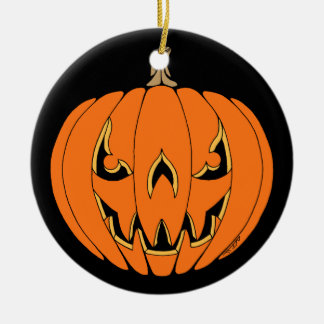 Scary Jack-o'-Lantern Halloween Design Ceramic Tree Decoration