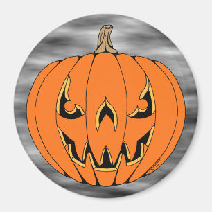 Scary Jack-o'-Lantern Halloween Design Magnet