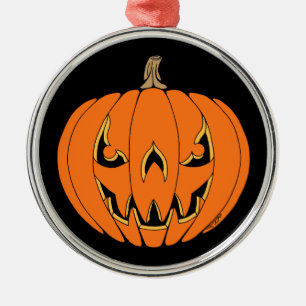 Scary Jack-o'-Lantern Halloween Design Metal Tree Decoration