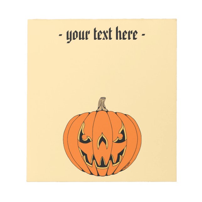 Scary Jack-o'-Lantern Halloween Design Notepad (Front)