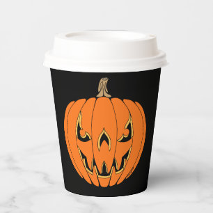 Scary Jack-o'-Lantern Halloween Design Paper Cups