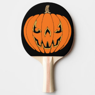Scary Jack-o'-Lantern Halloween Design Ping Pong Paddle