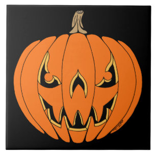 Scary Jack-o'-Lantern Halloween Design Tile