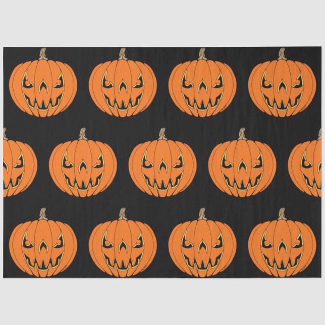 Scary Jack-o'-Lantern Halloween Design Tissue Paper (Front)