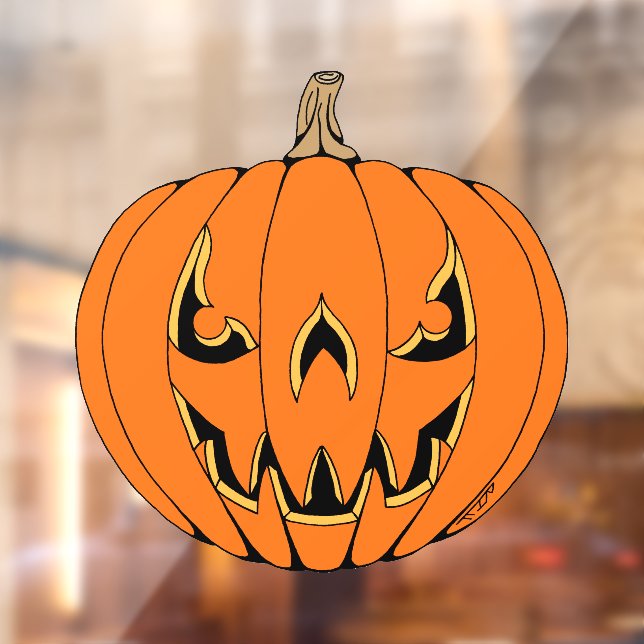 Scary Jack-o'-Lantern Halloween Design Window Cling (Sheet 2)