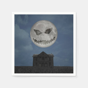 Scary Jack O Lantern Halloween Moon Napkin