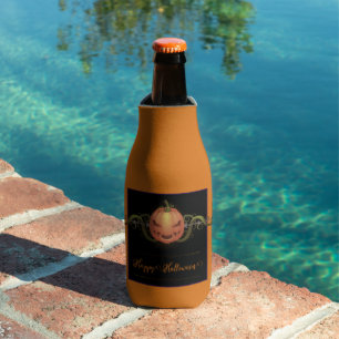 Scary Jack-o-Lantern Halloween   Orange Bottle Cooler