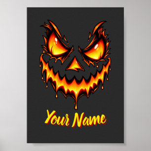 Scary Jack O Lantern Halloween Personalised Name Poster