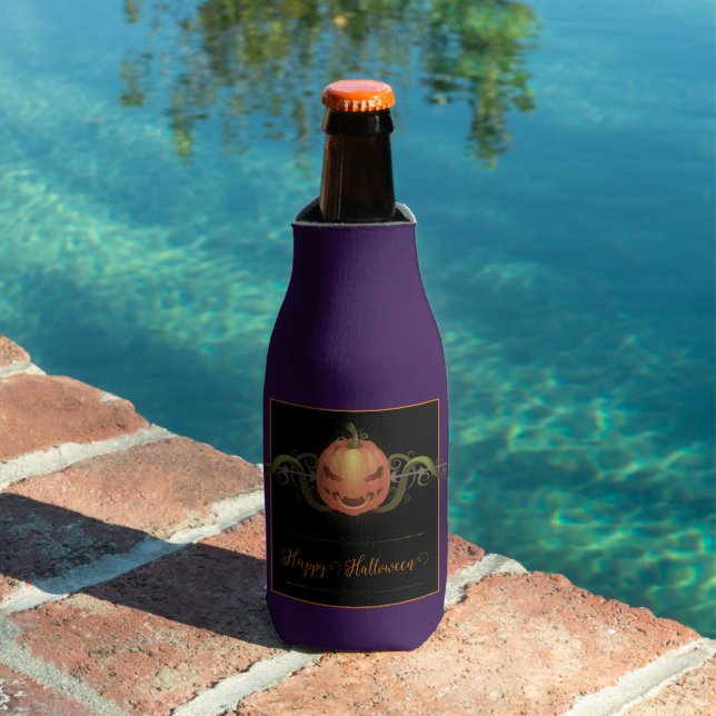 Scary Jack-o-Lantern Halloween | Purple Bottle Cooler (In Situ Pool)