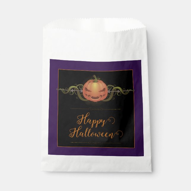 Scary Jack-o-Lantern Halloween | Purple Favour Bags (Front)