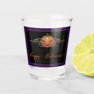 Scary Jack-o-Lantern Halloween   Purple Shot Glass