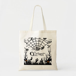 Scary Jack o Lantern Halloween Spooky Landscape Tote Bag