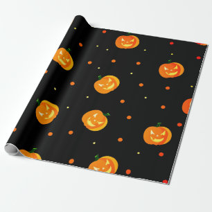 Scary Jack-o'-lantern Pattern Halloween Party Wrapping Paper
