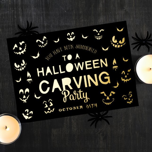 Scary Jack O Lantern Pumpkin Halloween Carving (Scary Jack O Lantern Pumpkin Halloween Carving Foil Invitation)