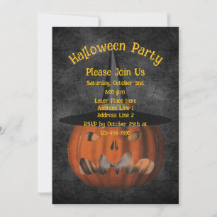Scary Jack-O-Lantern Pumpkin Halloween Invitation