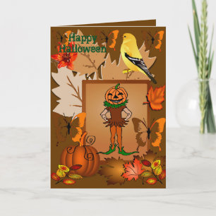Scary Jack O Lantern Scarecrow HalloweenCard Invitation