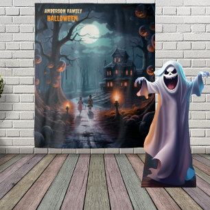 Scary Jack-o'-Lantern Tree Halloween Hanging Tapestry