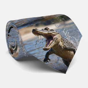 Scary Jaws: Australian Crocodile Leaping Tie