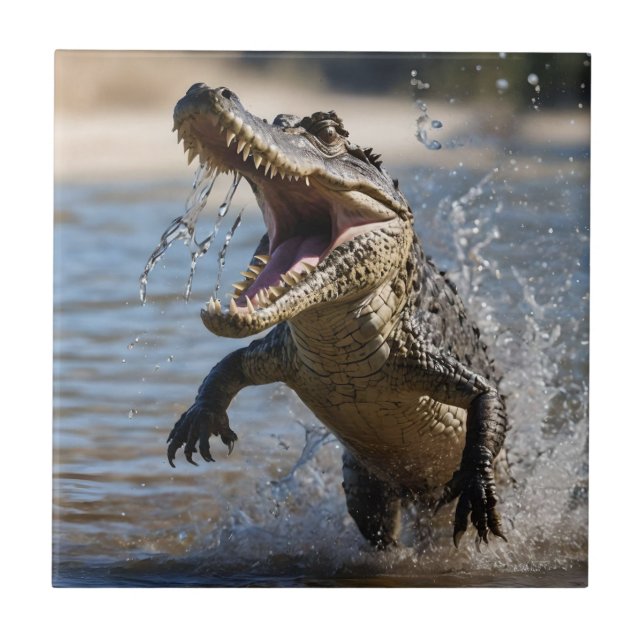 Scary Jaws: Australian Crocodile Leaping Tile (Front)