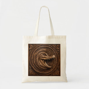 Scary Jaws: Australian Crocodile Wood Print Tote Bag