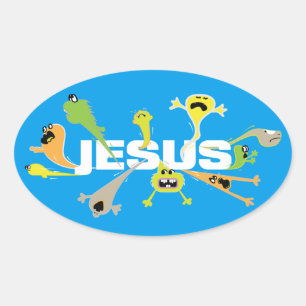 Scary Jesus Oval Sticker