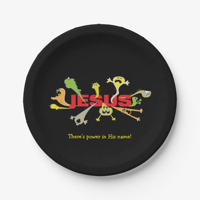 Scary Jesus Paper Plate (Front)