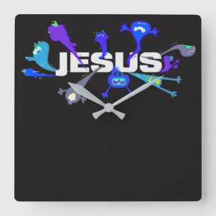 Scary Jesus Square Wall Clock