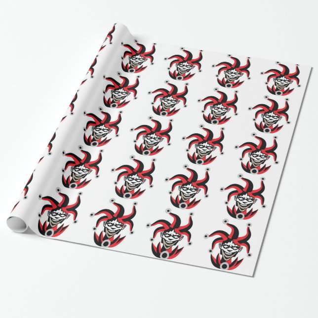 Scary joker design wrapping paper (Unrolled)