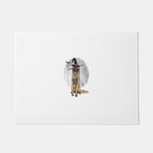 Scary Leonberger Dog Witch Hat Halloween Doormat