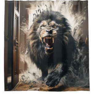Scary Lion Shower Curtain