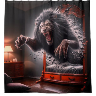 Scary Lion Shower Curtain